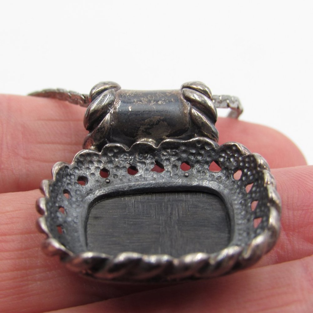 18" Sterling Silver Rustic Black Inlay Necklace - Picture 3 of 6